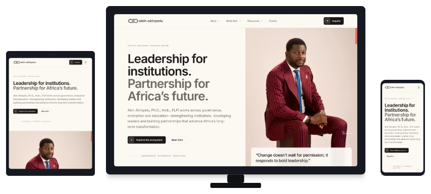 Dr. Akin Akinpelu website on desktop, tablet, and mobile