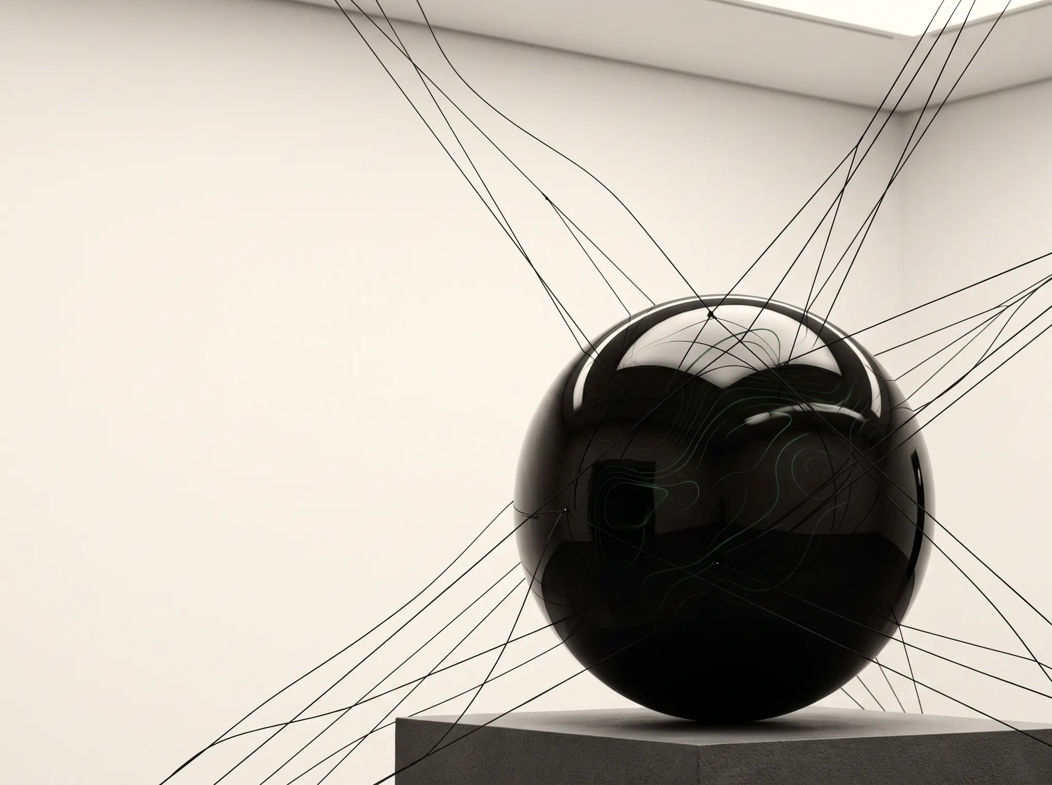 Strategic intelligence represented by a connected black sphere