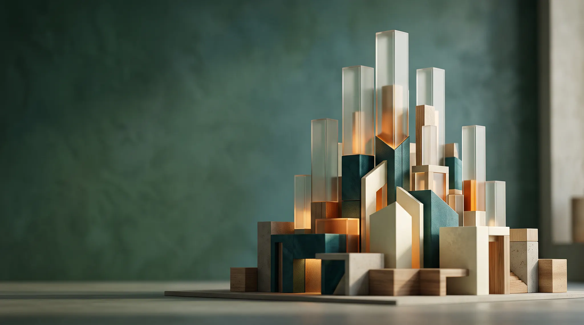 Architectural forms emerging into a future city