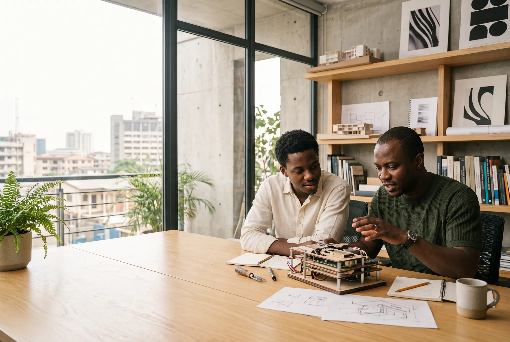African innovators collaborating on a prototype